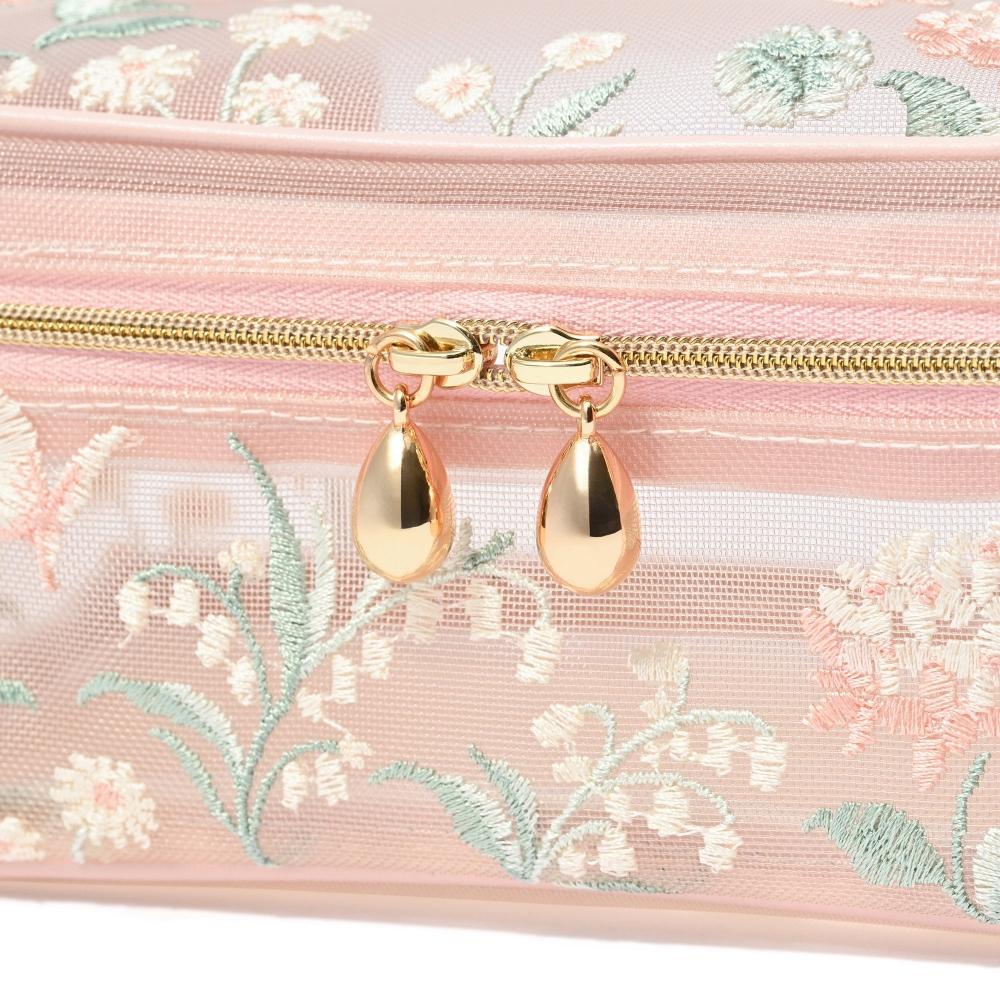 Franc Franc Japan MeSh Embroidered Vanity Pouch S Pink