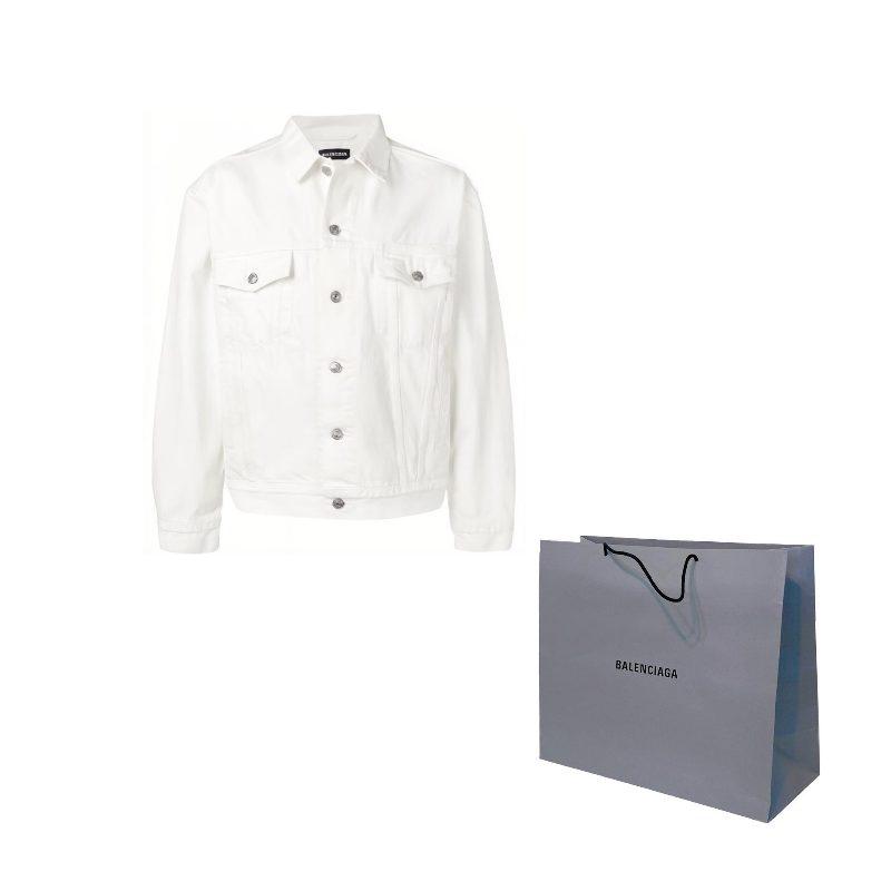 Balenciaga Men's Embroidered Logo Japanese Denim Jacket 571322TDW049765