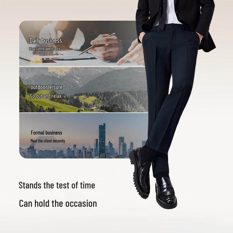 Hongdou Men's Wrinkle-Free Business Suit Trousers