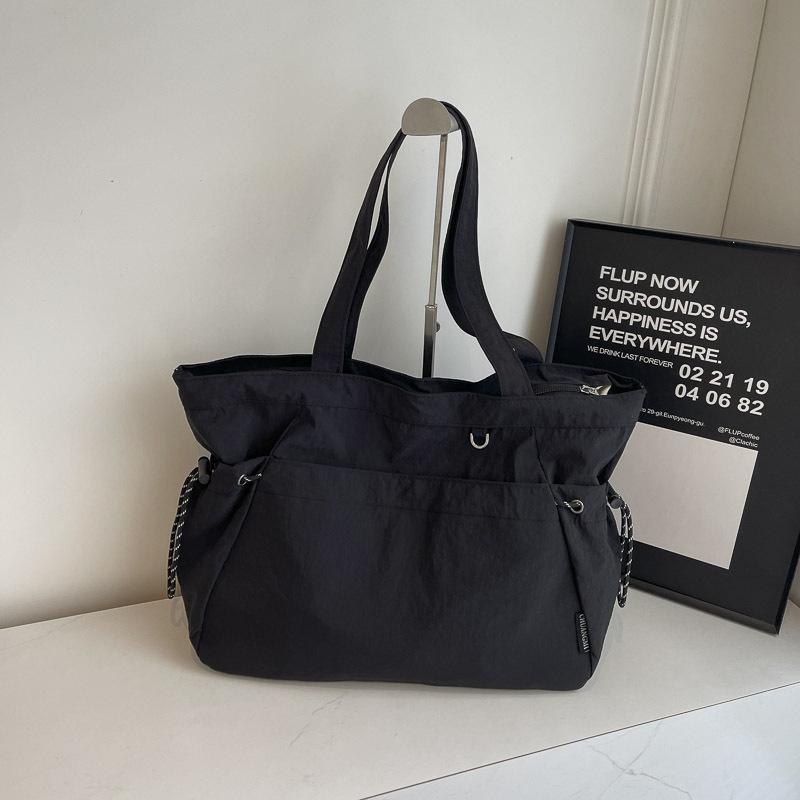 Large Capacity Go Out Canvas Bag Light Casual Messenger Bag Women's Multi-functional Trendy Solid Color Simple Student Shoulder Bag