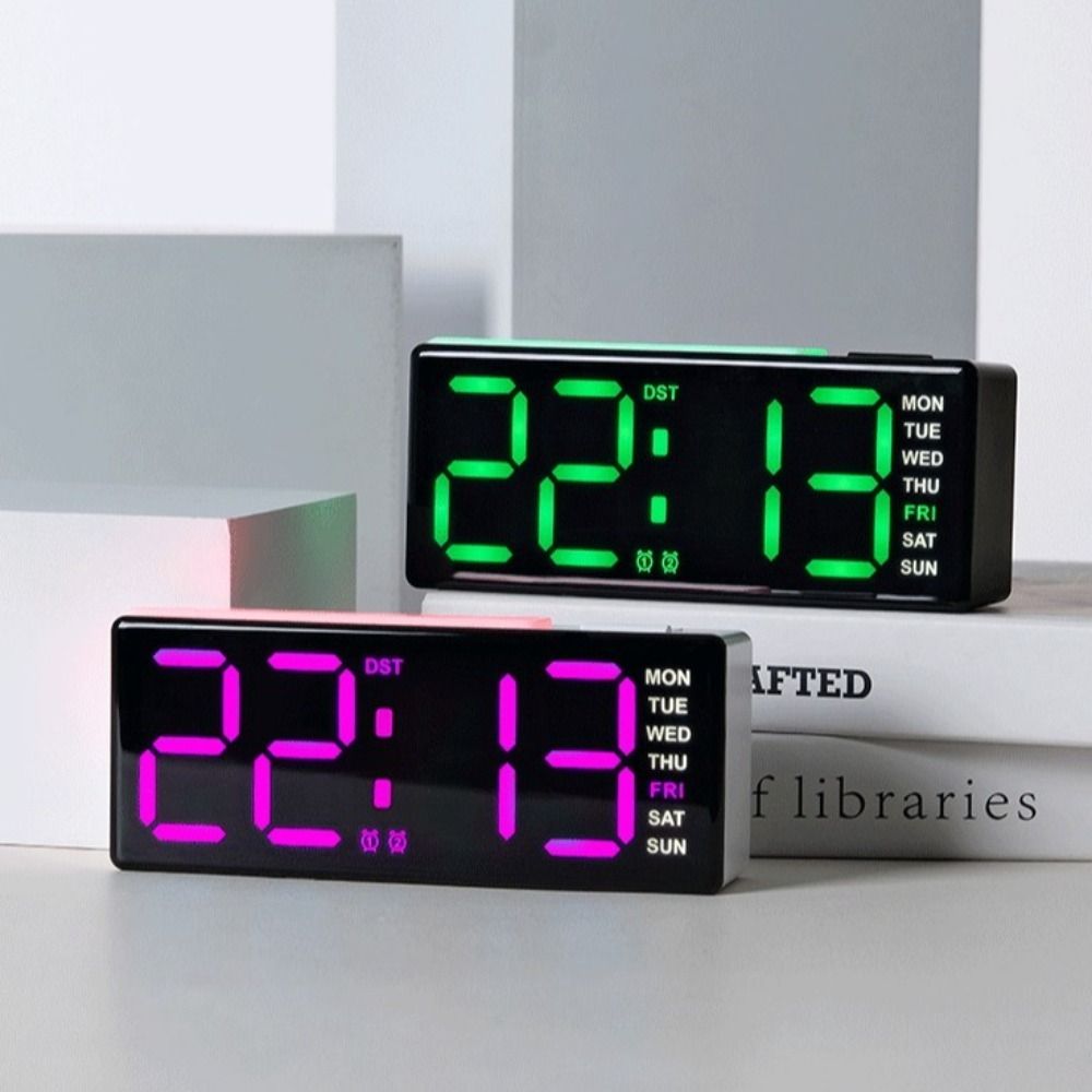 Temperature Bedside Alarm Clock with Calendar LED Night Light Clock  Bedroom