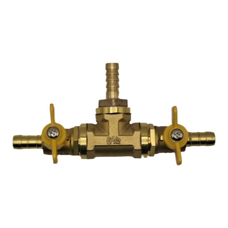 Brass Push-to-Connect Ball Valve Reducing Tee for Water Pipes (Sizes: 6/8/10/12/14/16mm)