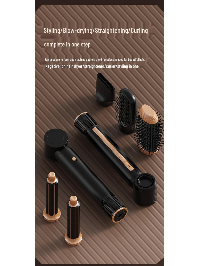 Çok Fonksiyonlu Hızlı Kuruyan Saç Kurutucu ve Maşa – Kabarık Modeller İçin Altı Bir Arada Sıcak Hava Tarağı