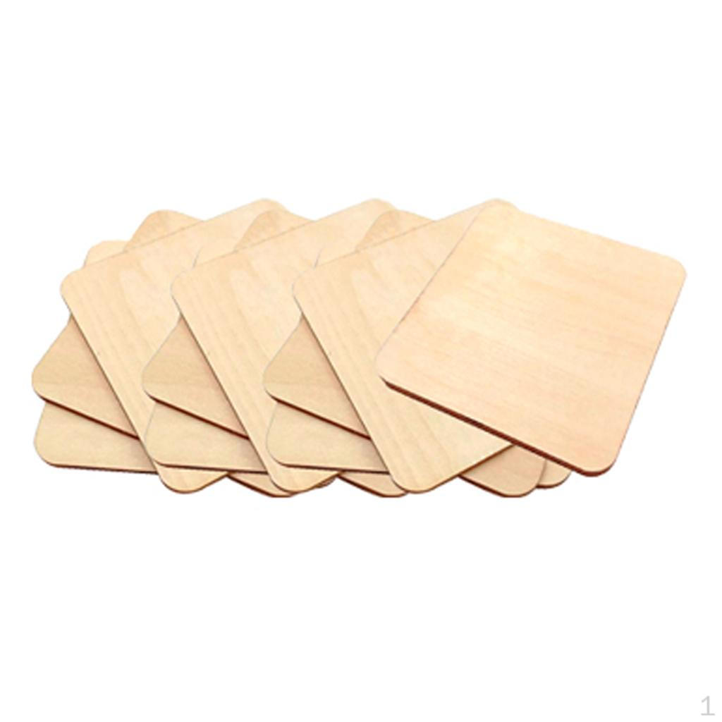 10 Pieces Blank Wooden wood Cutting Shapes 7x7cm