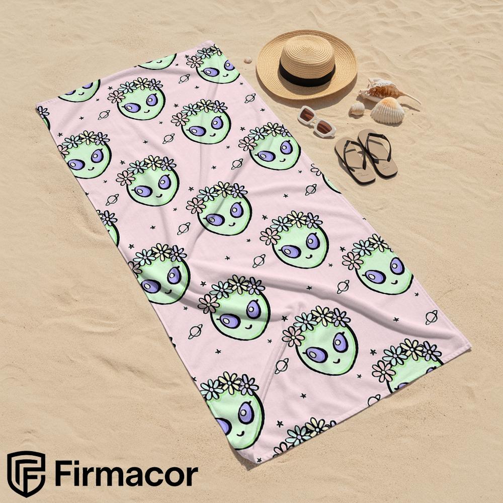 Floral Crown Alien Space Cartoon Anime Beach Towel Microfiber Quick Dry Super Absorbent Soft Bath Towel for Kids Adults Travel