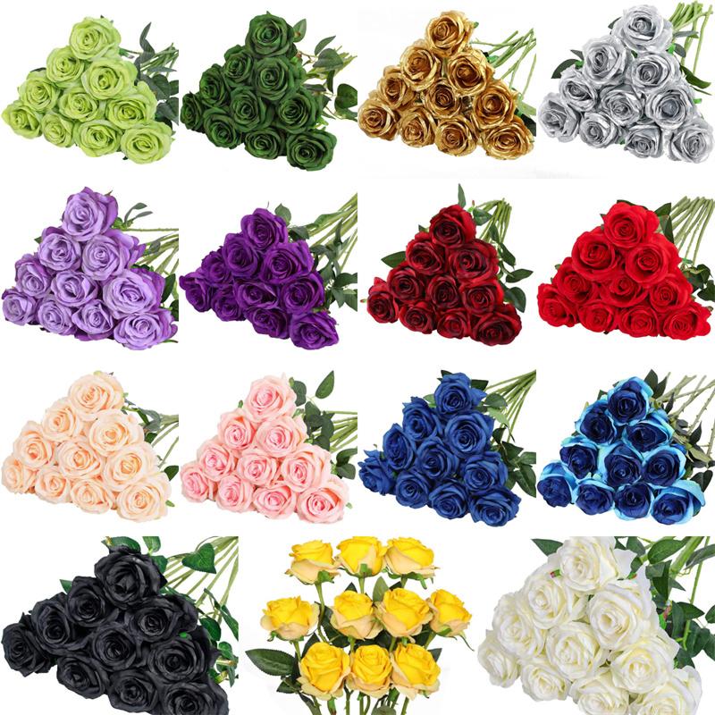 

50 см букет искусственных цветов красный бархат искусственный цветок розы для украшения стола на свадьбу Рождество День святого Валентина подарок 12