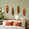 Wood Wall Ornament 4Pcs Tiki Surfboard Decor, Hanging Sign, Wooden Beach Decoration, Summer Minimalist Tropical Interior Decor Theme Hawaiian