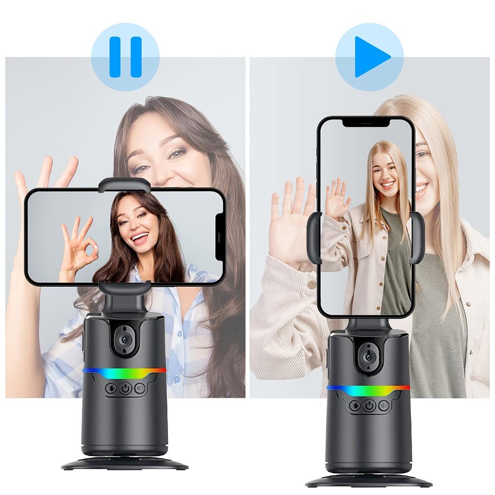 Auto Face Tracking Tripod 360° Rotation Face Body Phone Mount Smart Shooting Phone Tracking Holder for Volg Live Streaming Video