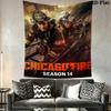 Chicago Fire Wall Tapestry Aesthetic Wall Hanging Printed Fabric Blanket Decorative Tapestries for Bedroom Living Room Home Decor