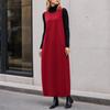 ZANZEA Casual Dames Ronde Hals Mouwloze Losse Lange Jurk met Zakken