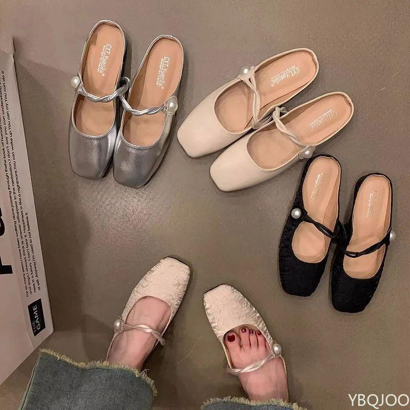 Modische Damen-Slipper im französischen Stil mit neuer flacher Ferse, geeignet zum Tragen mit flachem Boden, luxuriöser Stil