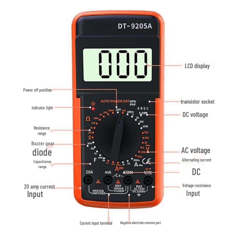 

Youpper DT9205A Digital Multimeter CN plug (adapter included)