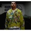 RogueWave American Retro Hooded Sweater for Men and Women Couple Models Skull Lazy Wind Print Hooded Long-sleeved Zipper Hooded Sweater