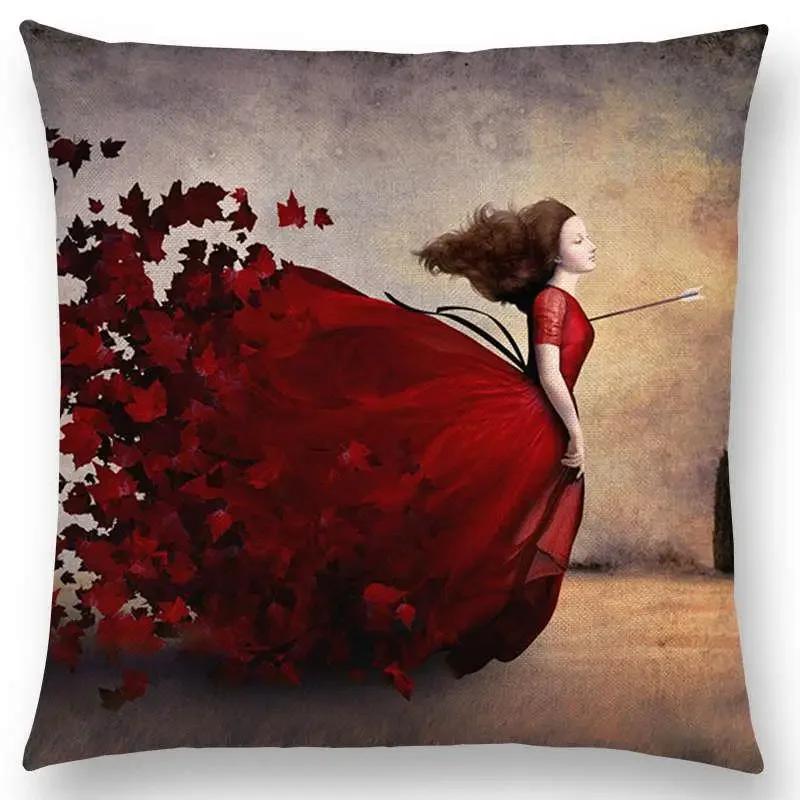 Neu Elegante Dame Liebliches Mädchen Shakespeare Stücke Fantasy Malerei Herz Frei Wunsch Meer Kissenbezug Sofa Wurfkissenbezug