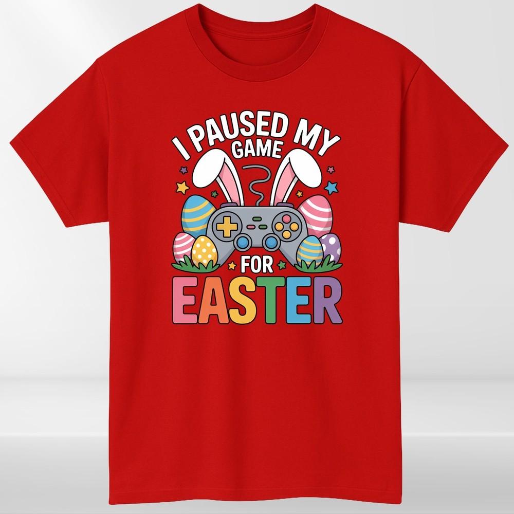 I Paused My Game For Easter TShirt Funny Gamer Bunny Black Cotton Unisex S