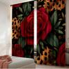 Set Of 2 Flat Printing Window Curtains Wild Roses Leopard Spots Digital Printed Polyester Drapes Party Decorations All Curtain