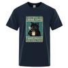 Summer casual cool loose mens Oneck Tshirt mens top mens Tshirt highquality 100 pure cotton fun cat drink coffee print