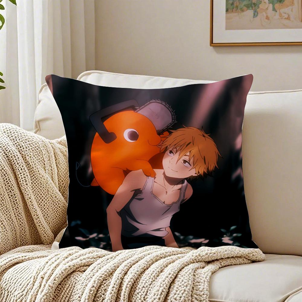 Feurige japanische Manga Kettensägenmann Kissenbezug Kissenbezug Milbenschutz Wohnzimmer Sofa Dekor Kissen Zimmer