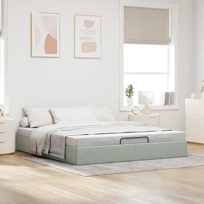 VidaXL Ottoman Bed Frames Without Mattress Light Grey 160x200 Cm Velvet, Bed Frame, Ottoman Bed Frame, Bed Frame 3310973