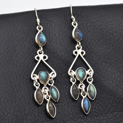 Labradorit Ohrringe 925 Sterling Silber Ohrringe, handgefertigte Ohrringe Edelstein Ohrringe Schmuck für Frauen