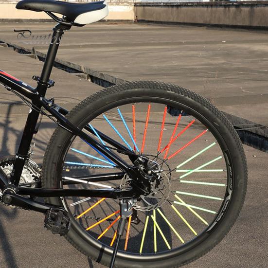 Colorful Wheel Decoration Reflector 12Pcs Bicycle Spoke Skins Wraps Night Riding Universal Easy Bike Accessories To Install Road Mountain Reflectors