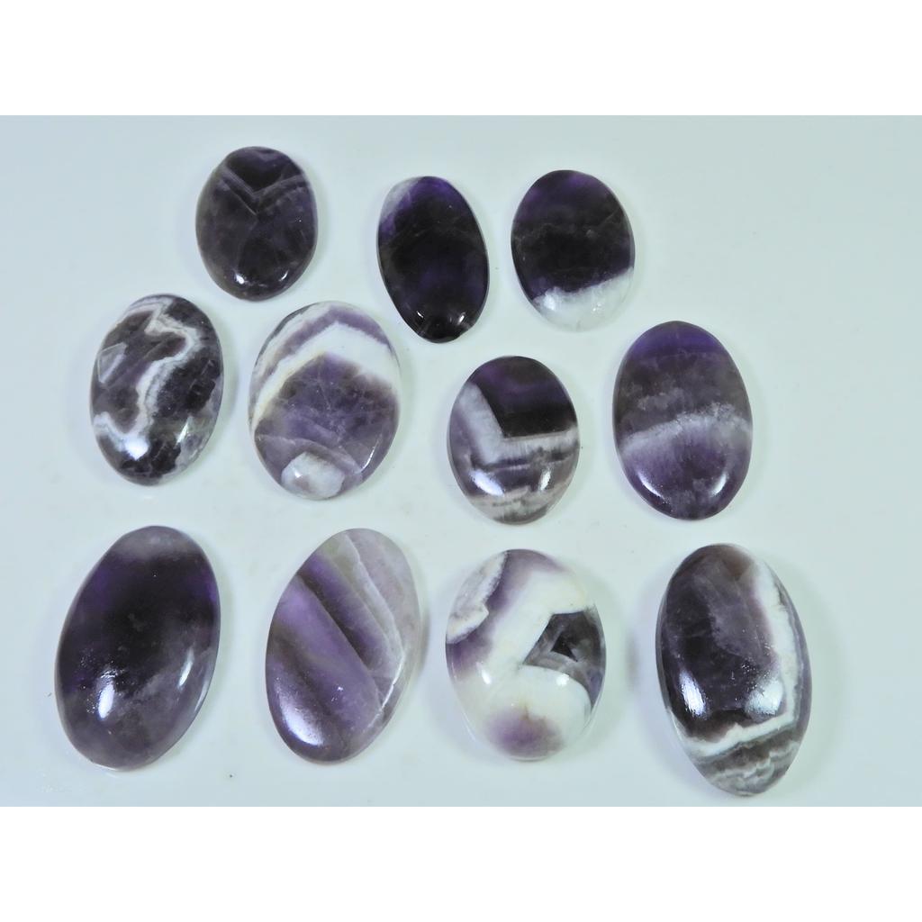 335Cts. Natural Amethyst Lace Agate Oval Cabochon Loose Gemstone 11 Pcs Lot C-804