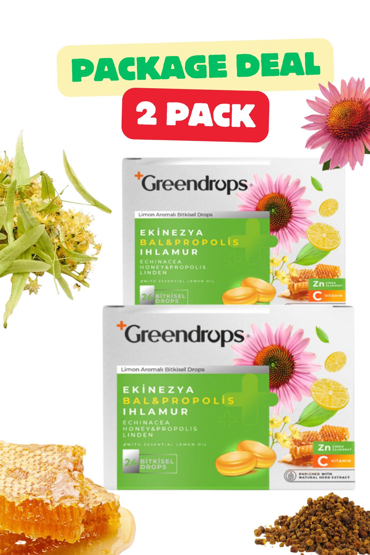 

2X Herbal Drops Throat Lozenge - Lemon Flavored - Echinacea, Balpropolis, Linden