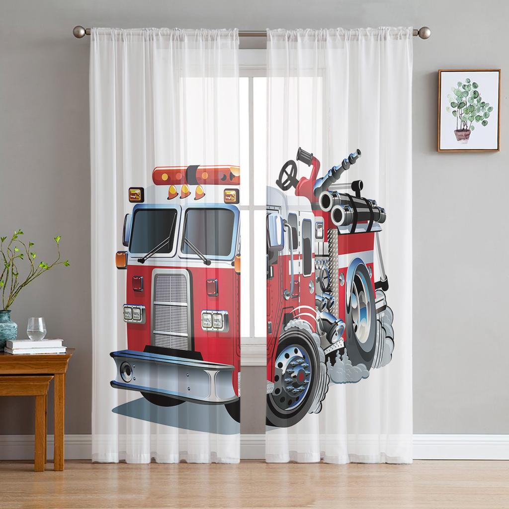 Truck Car Cartoon Window Treatment Tulle Modern Sheer Curtains for Kitchen Living Room the Bedroom Curtains Decoration