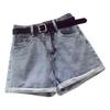 Classic and Minimalist Fashion Versatile Rolled Edge Casual Female Thin Summer High-waisted Thin A-line Wide-leg Denim Shorts Individuality Trendiness