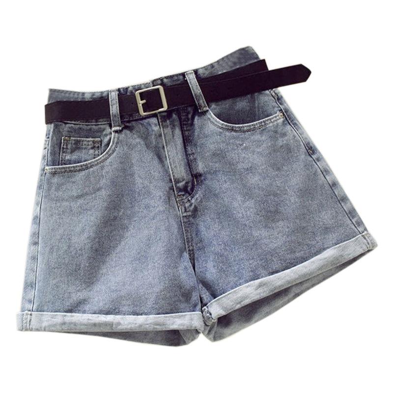 Classic and Minimalist Fashion Versatile Rolled Edge Casual Female Thin Summer High-waisted Thin A-line Wide-leg Denim Shorts Individuality Trendiness