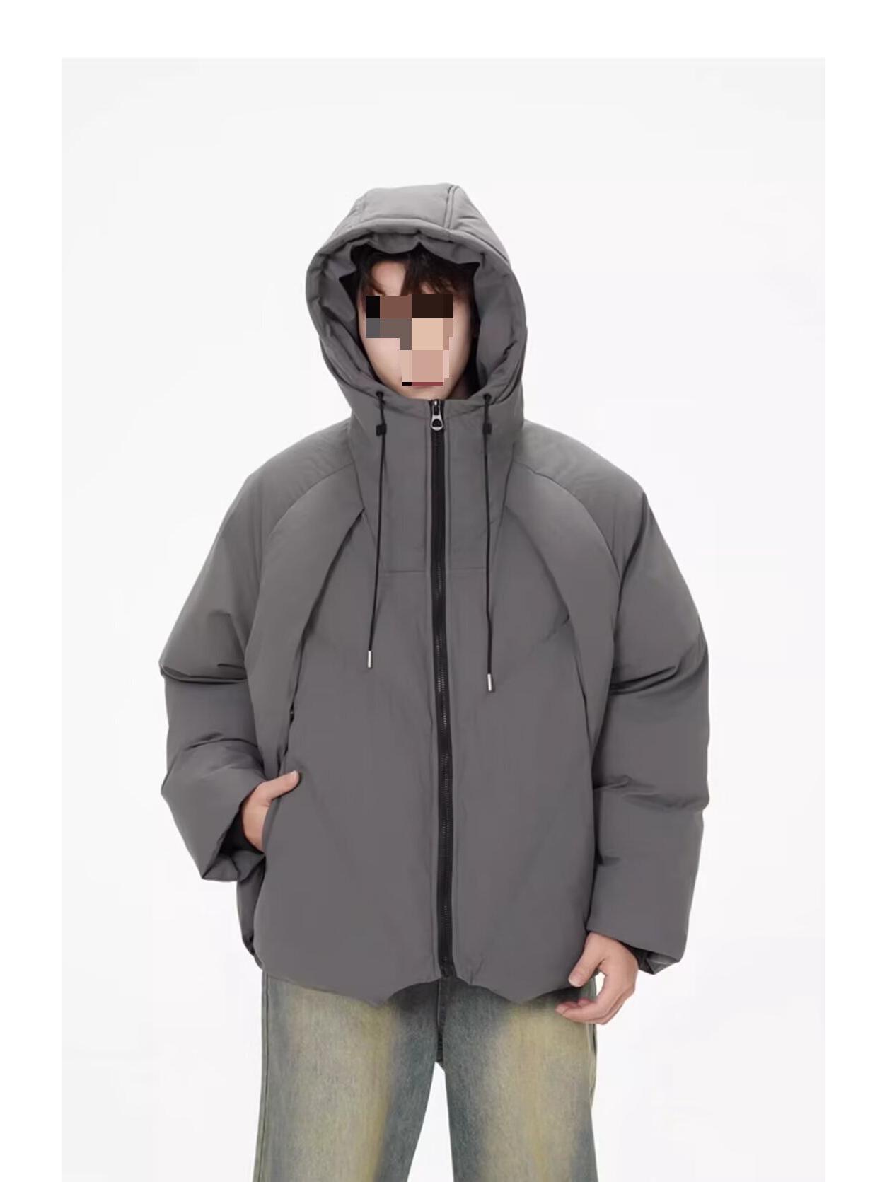 Unisex Trendy Deconstructed Winter Cotton Hooded Jacket L