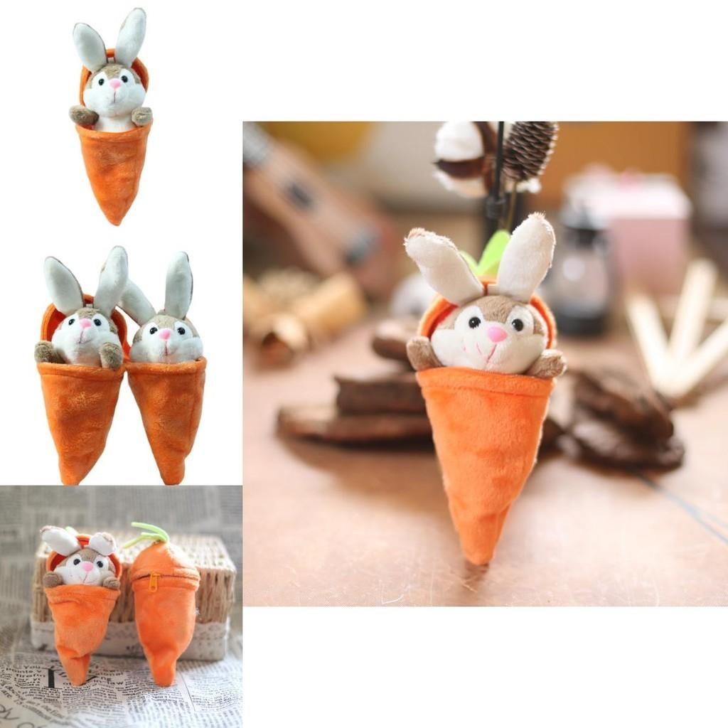 Cute Carrot Bunny Plush Toy Pendant For Bags And Keys, Soft Short Plush, 15cm Height