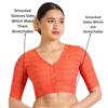 Blouse Saree à Carreaux Madras Manches Courtes en Coton pour Femme avec Côtés Extensibles