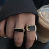 oil Adjustable Square Copper Women Opening Rings Finger Jewelry Dripping Oil Korean Finger Rings