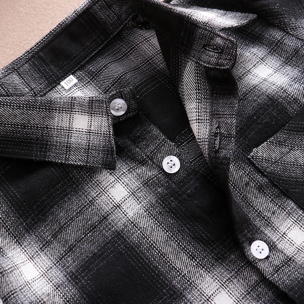 Bawełniana kurtka Dziecięce koszule w kratę Koszula z długim rękawem zapinana na guziki Znosić