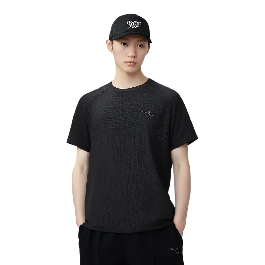 Anta Comfortable Solid Color Casual Simple Versatile Sports Quick-Dry Thin Short Sleeve T-Shirt Men Tops Basic-Black 152525108-3