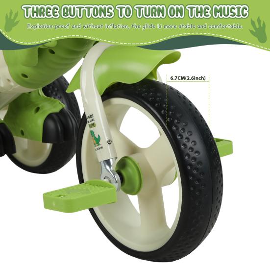Toddlers Trike Dinosaur Kids Tricycle for Rider Toddler with Music Light 2-7 Years Training Bike Old Boys Girls Preschool Daycare Toy Big