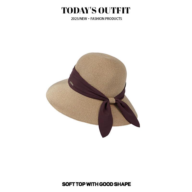 

Новая весенне-летняя женская шляпа из свежей соломы, для пляжного отдыха, простая солнцезащитная, модная, с милым бантом, соломенная шляпа, шляпа рыбака One Size