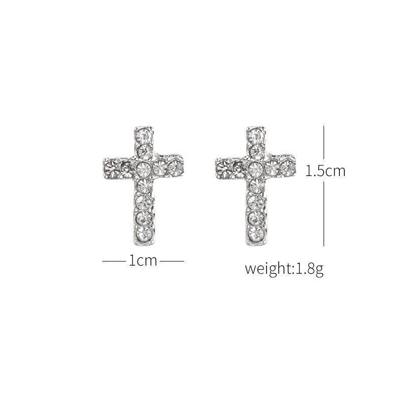 Zircon Stud The Cross Geometric Stud Earring Women Fashion Punk Style Rock Jewelry Girls Gift