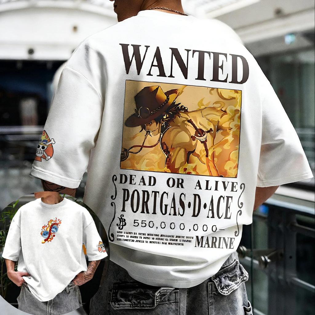 One Piece Vinsmoke Sanji Wanted Poster Graphic T-Shirt, Unisex Oversized Streetwear Casual Cotton Short Sleeve T-shirt