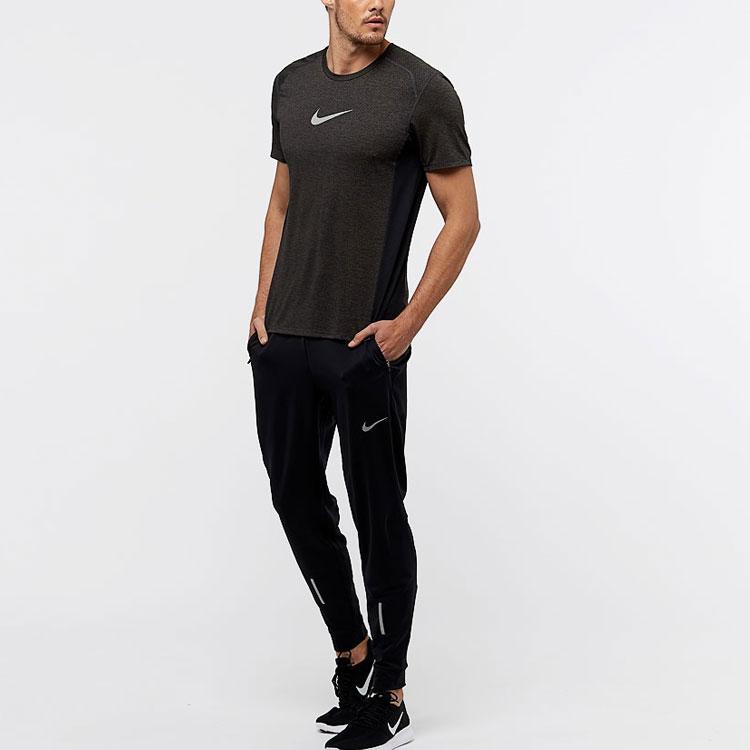 Nike Solid Color Sports Crew Neck Pullover Short Sleeve T-Shirt Men Tops Black Brown 834241-014