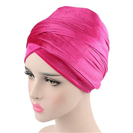Multi Usage Velvet Turban Head Wrap Scarf Extra Long Tube Head Scarf Tie Pleated Velvet Turban