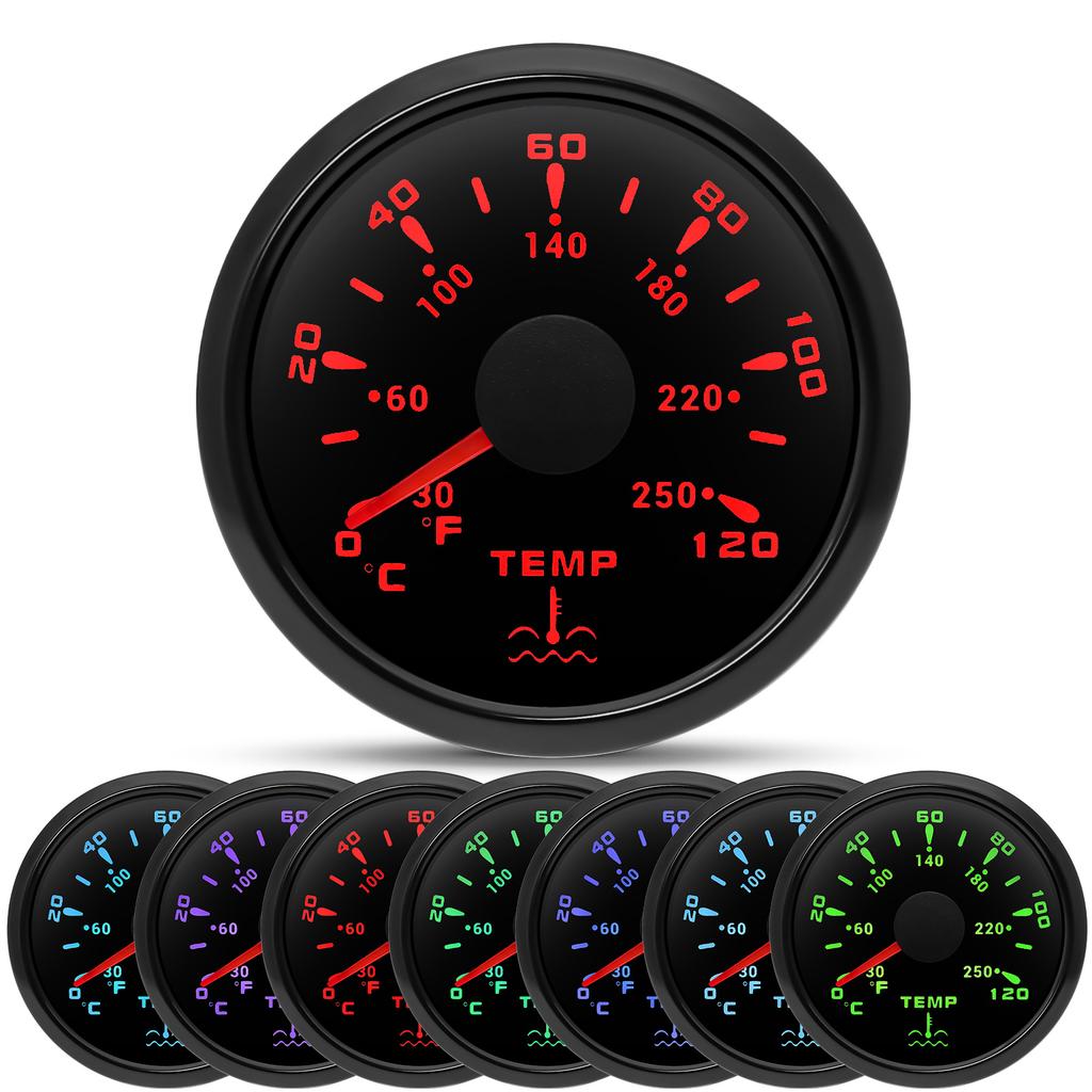 0-120℃/30-250℉ Water Temperature Gauge 7Color Backlight Waterproof / Car Water Temperature Sensor Digital Pointer Car Gauge