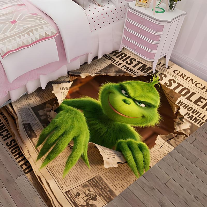 Grinch Printed Carpet, Rug for Office Chair Living Room Bedroom Kitchen Room Decor Gifts.