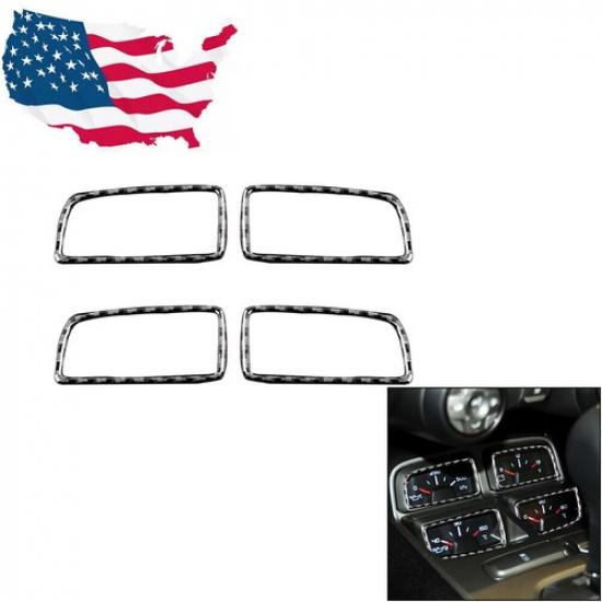 Console Climate Gauge Frame Cover Trim Carbon Fiber For Chevrolet Camaro 2010-15