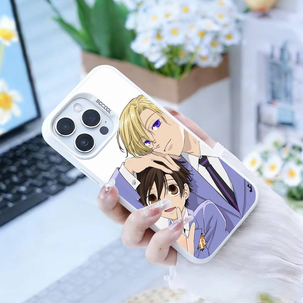 Ouran High School Host Club Coque de téléphone pour iPhone 16,15,14,13,12,17,Pro,MAX blanc Mate antichoc