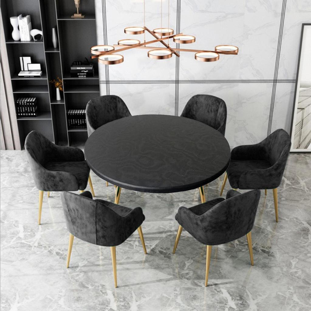 Elastic Edged Round Table Cloth Oilproof 27.5-33.5" Wipeable Cover Easy to Clean