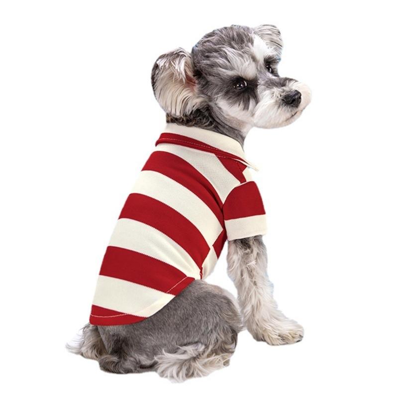 Small Dog PoloShirt Two-Leg Casual Stripe Shirt Puppy Costume Summer T-Shirt Fashion Clothes for Bichon FrenchBull dog