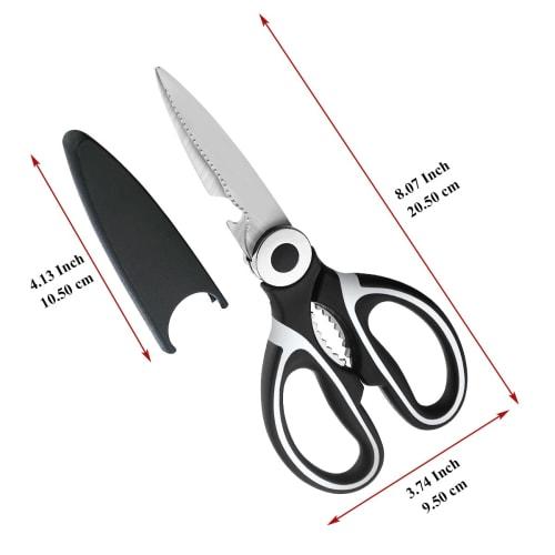 Evanda Kitchen Scissors, Set of 2, Stainless Steel, for Meat, Chicken Bones, Vegetables, and Fish, Multi-Purpose Scissors, Dishwasher Safe, Easy To Cl