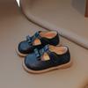 Girls Solid Color Design PU Leather Shoes Middle and Small Children Low Top Bow College Style Single Shoes